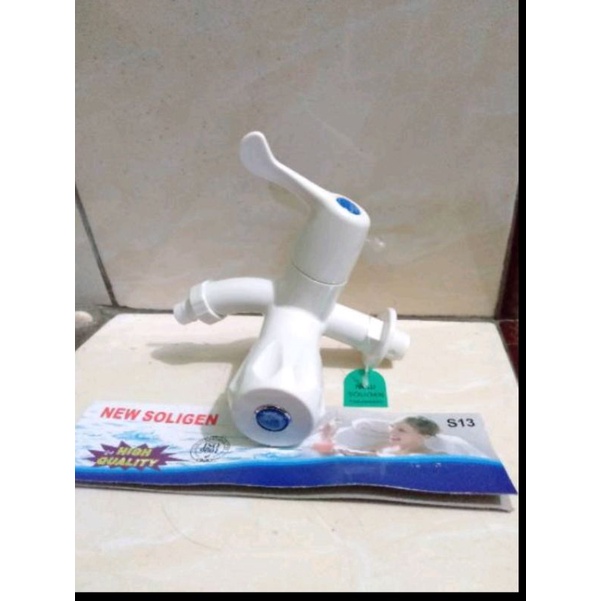 kran cabang soligen PVC keran shower double soligen 1/2 inchi