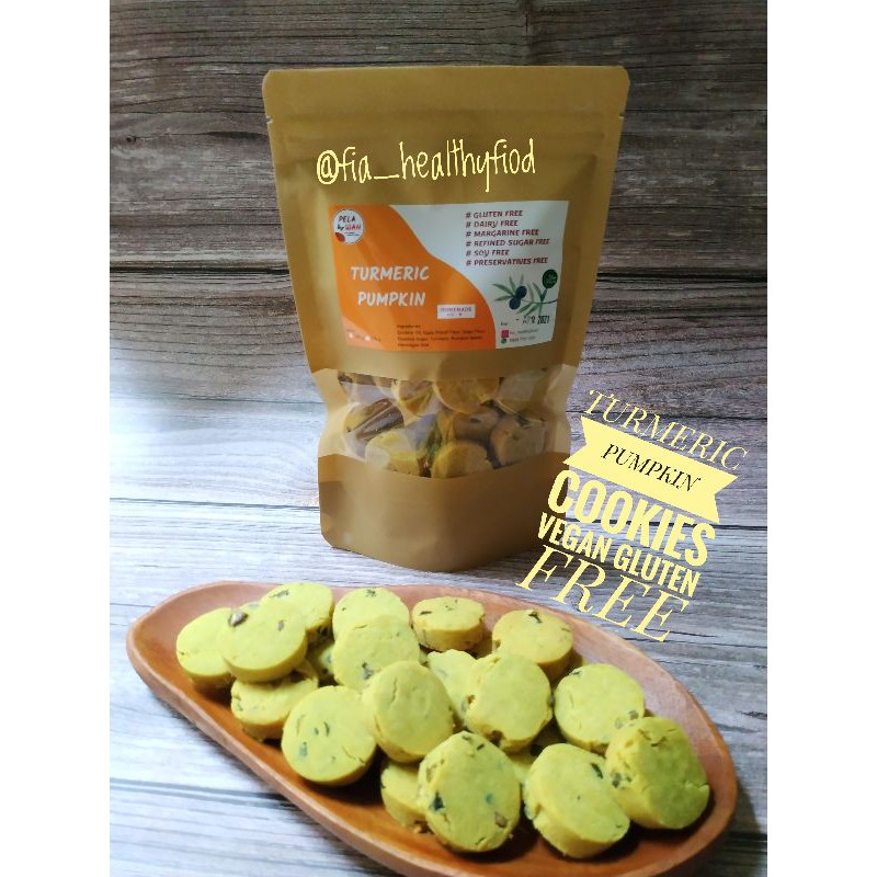 

KUE KERING GLUTEN FREE, TURMERIC PUMPKIN COOKIES VEGAN GLUTEN FREE