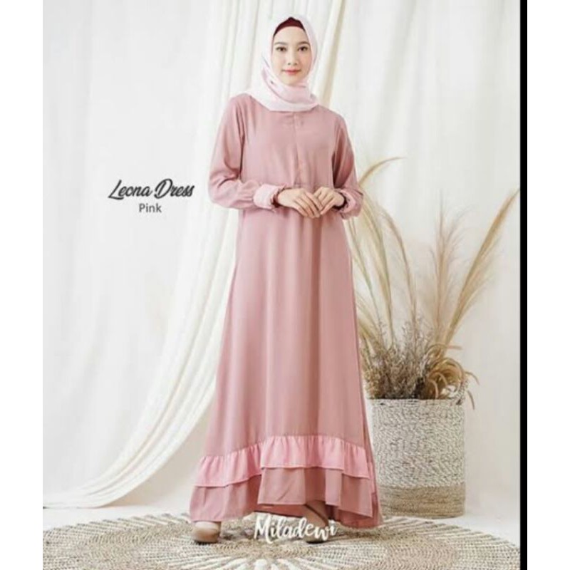 (BISA COD) LEONA DRESS GAMIS REMPEL KOMBINASI GAMIS REMPEL POLOS GAMIS POLOS GAMIS MURAH