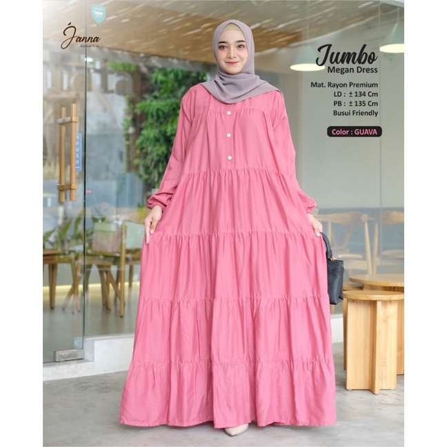 NEW MEGAN DRESS JUMBO LD134 MATT RAYON PREMIUM ORIGINAL JANNA