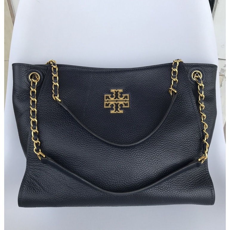 TB Britten Small Slouchhy Tote Blue Wood