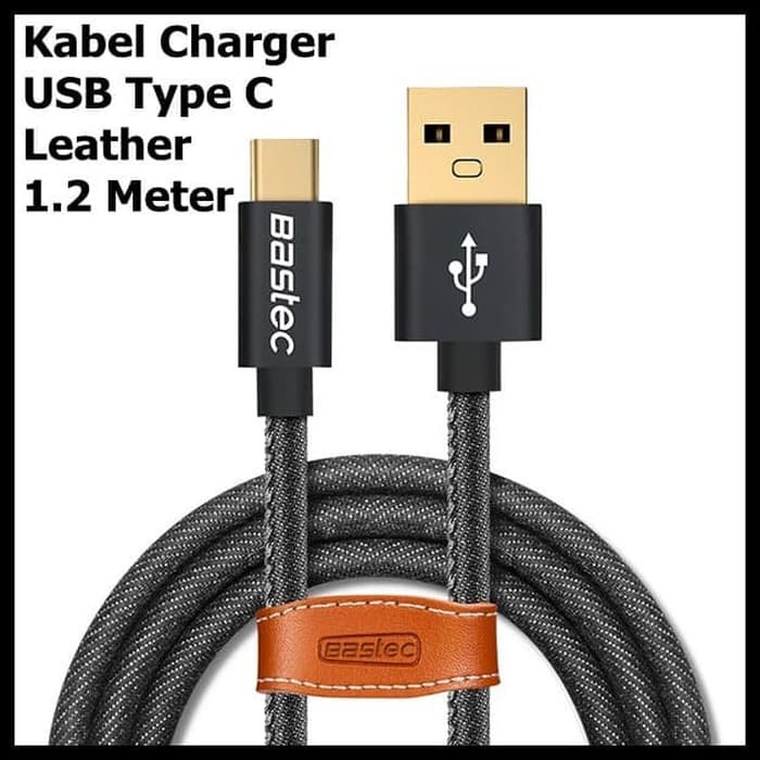 Bastec Kabel Charger USB Type C Leather 1.2 Meter WYZ16 Black