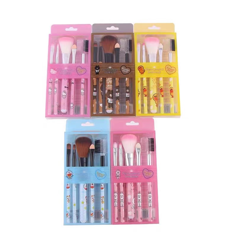 PINK MALL-Set Kuas Makeup 5pcs Set /Travel Make Up Brush/populer/ ​set kosmetic Brush