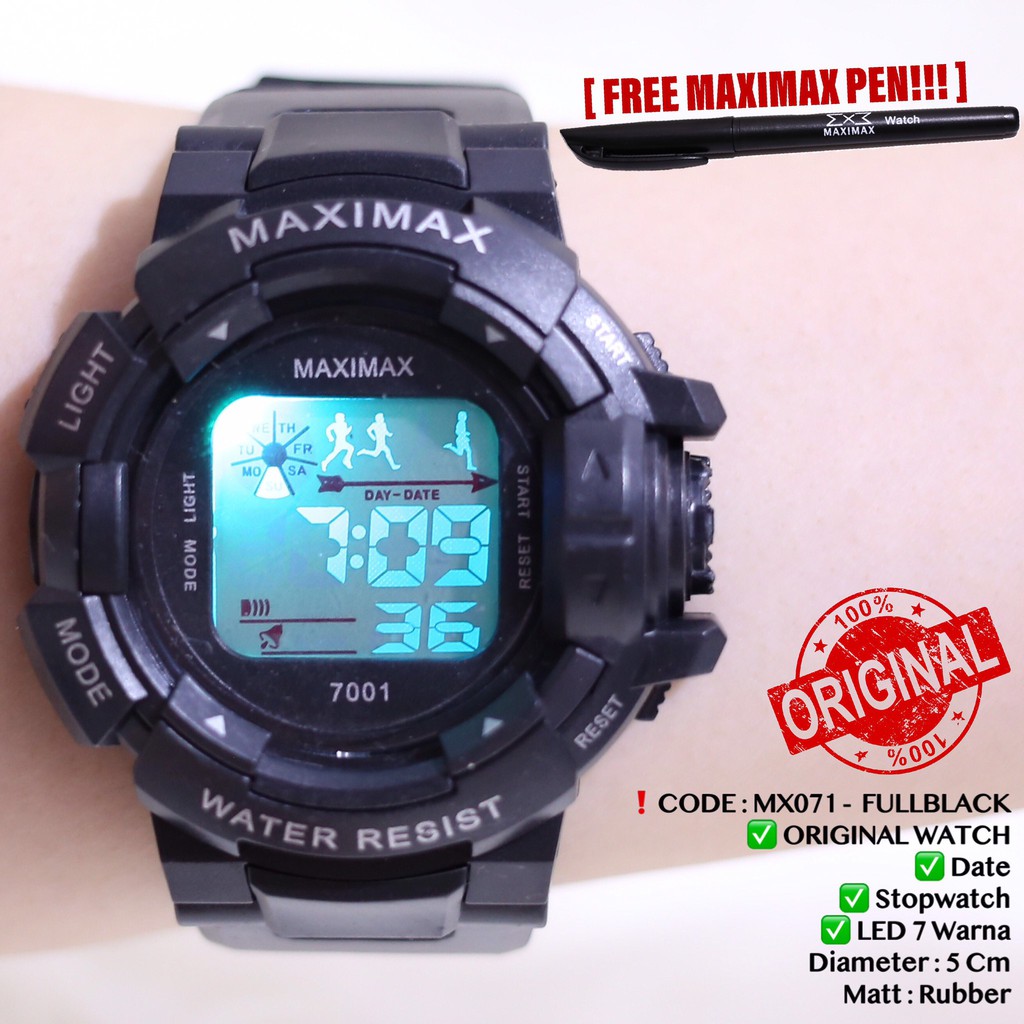 Jam tangan digital pria wanita FREE PUPLEN MAXIMAX model gshock LED watch MX7001 NEW