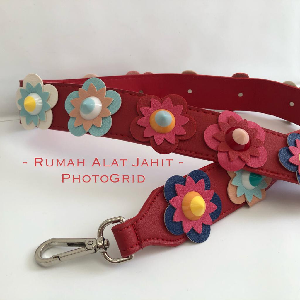 Tali Tas Leather Longstrap Model Flower 01502 - 3 PIlihan Warna