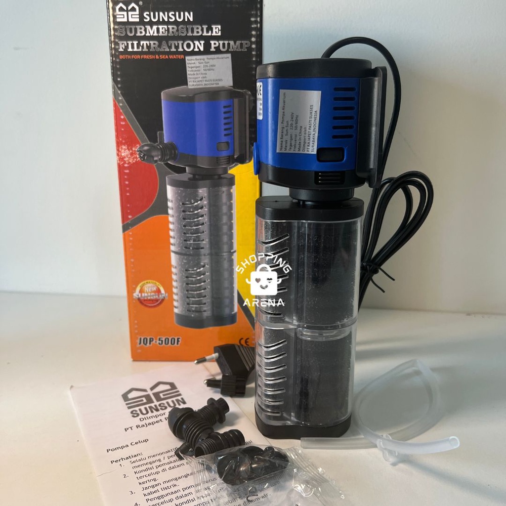 Pompa Kolam Aquarium SUNSUN JQP 500 F Filter Perjam Anhour Pompa Pump Fish Tank Celup Air Perlengkap