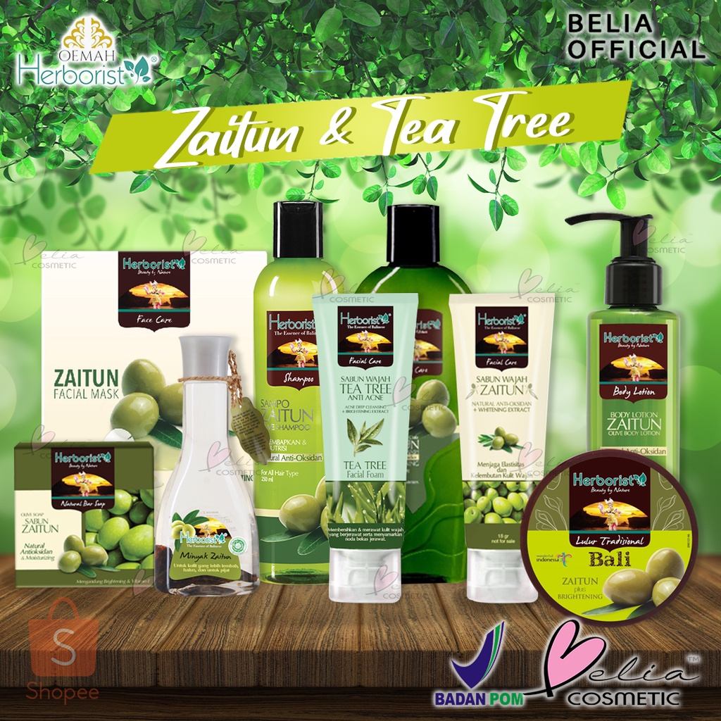 ❤ BELIA ❤ HERBORIST Zaitun &amp; Tea Tree Series | All Product | Facial Wash Tea Tree | Facial Mask | Body Lotion Zaitun | Facial Wash | Body Wash | Shampoo | Minyak Zaitun BPOM Herboris