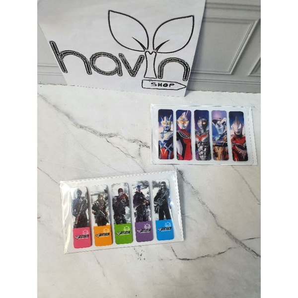 pembatas buku plastik/post it plastik/bookmark/sticky note PLASTIC-CrossFire/ULTRAMAN