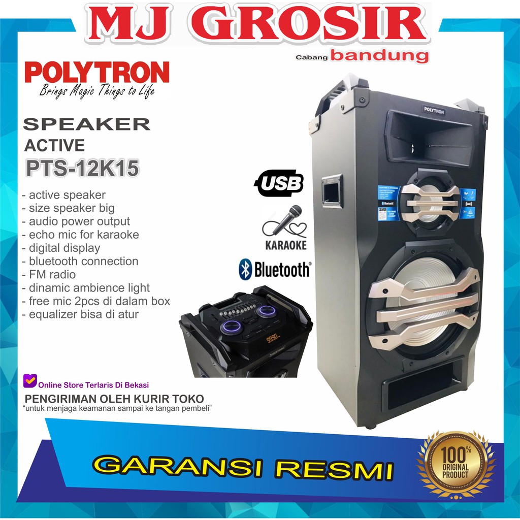 PROMO POLYTRON SPEAKER AUDIO PTS 12K15 USB BLUETOOTH PORTABLE MIC