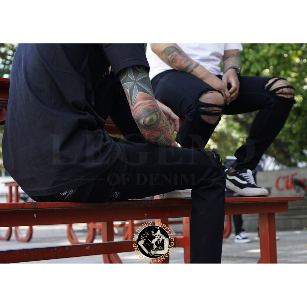 Celana jeans Pria Softjeans Ripped Legend Of Denim Celana jeans sobek sofjeans Black Nomi LJ4002