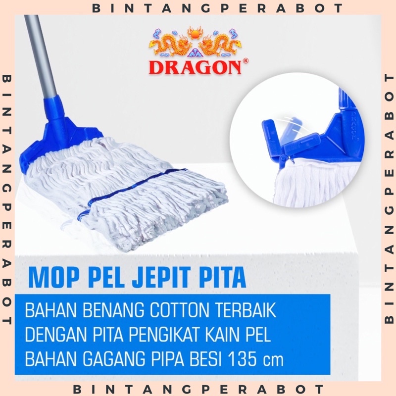Dragon-Mop Pel Jepit / Pel Lantai Dragon / Kain pel lantai / Pelan Lantai / Pel Jepit Dragon