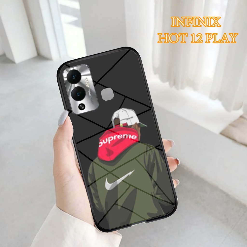 Softcase Glass Kaca INFINIX HOT 12 PLAY - Case Handphone  INFINIX HOT 12 PLAY [T12]
