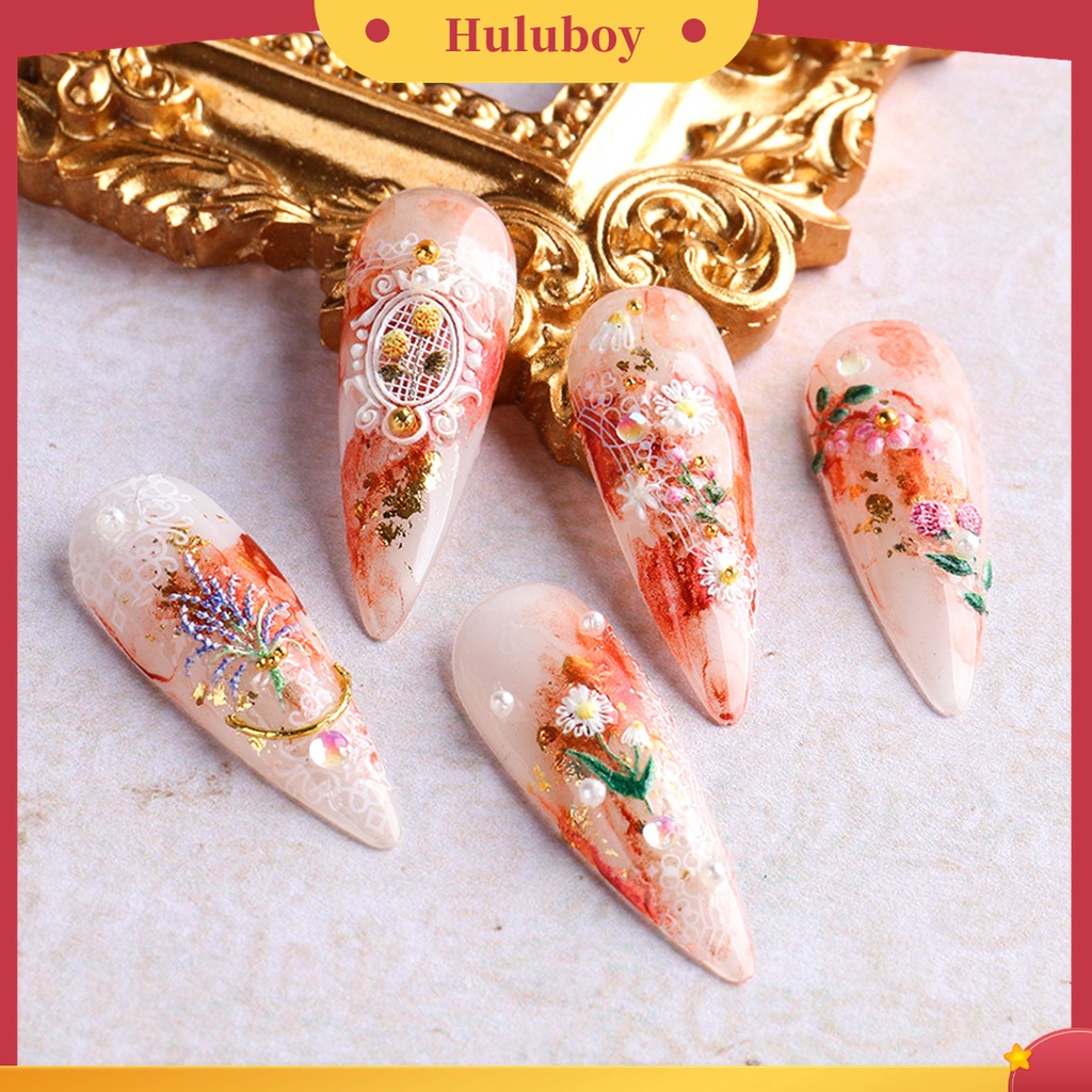 Huluboy Huluboy♡ Stiker Kuku Motif Ukir Luka Bibir Darah 5D Gaya Halloween Untuk Manicure Wanita