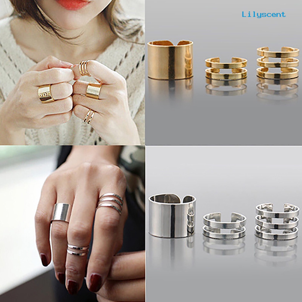 3pcs / Set Cincin Knuckle Midi Model Terbuka Untuk Hadiah Natal Charms