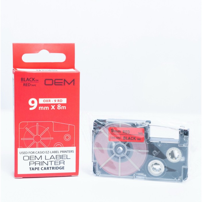 

OEM TAPE EZ LABEL CASIO 9MM BLACK INK RED (OXR-9RD)