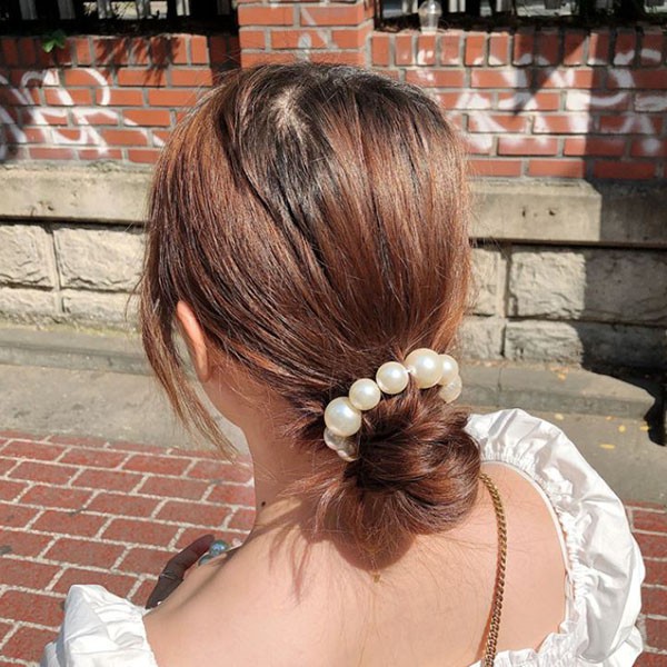 kuncir rambut mutiara romantic pearl hair band (4d3) jku040