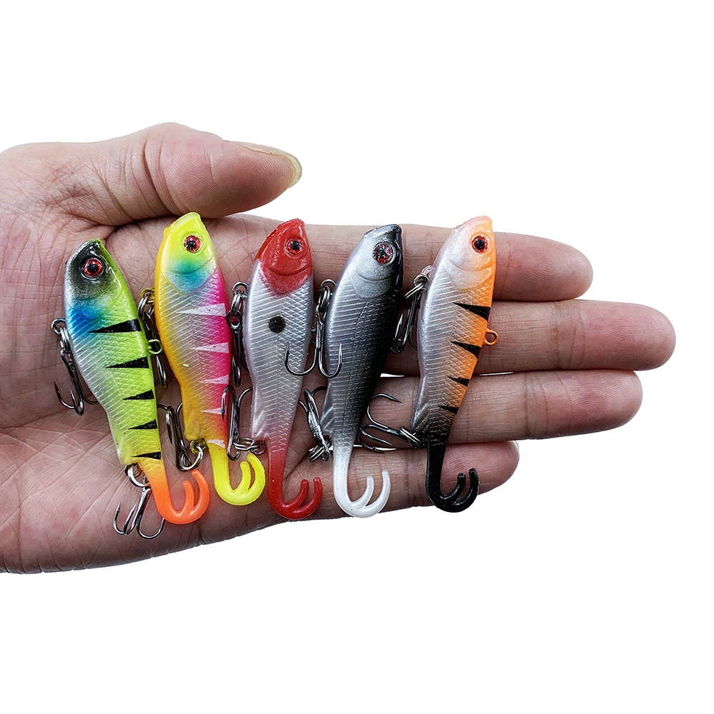 1 Pc Umpan Pancing Soft Bait VIB Bentuk Ikan Imitasi 6.5cm 12g Dengan Kail