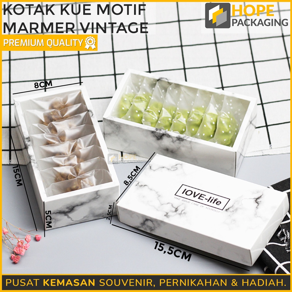 

[Harga / 3 pcs] Kotak Kue Cookies Kotak Souvenir Snack Motif Marmer Putih Vintage/ Kotak Cookies/ Kue Bulan