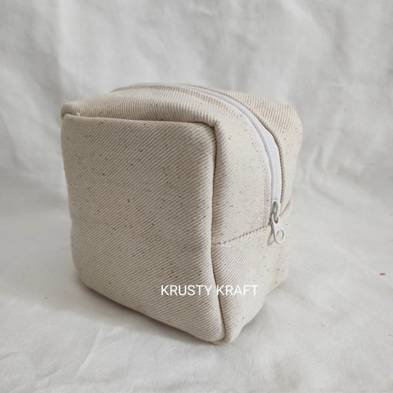 Krusty Kraft - Basic Pouch / Pouch Lucu / Pouch Makeup / Pouch Aesthetic / Pouch Kanvas Polos / Canv