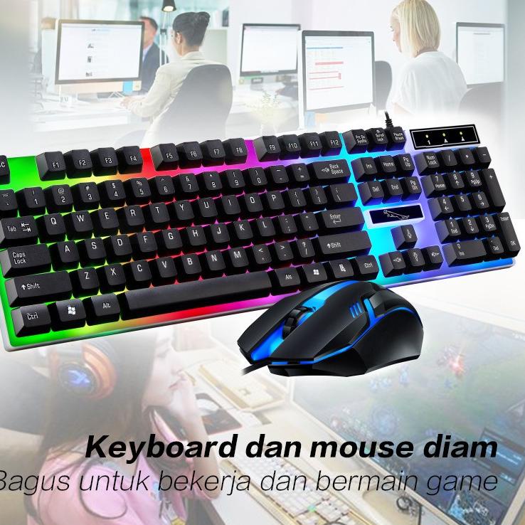 Terbaru.. Paket KEYBOARD GAMING + MOUSE GAMING USB COMBO / 1 Set Keyboard Kabel USB + Mouse Cocok Un