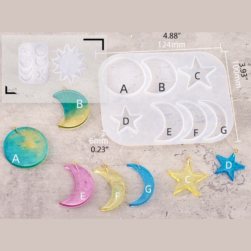 SIY  Crystal Epoxy Resin Mold Stars Moon Sun Lunar Eclipse Pendant DIY Silicone Mould