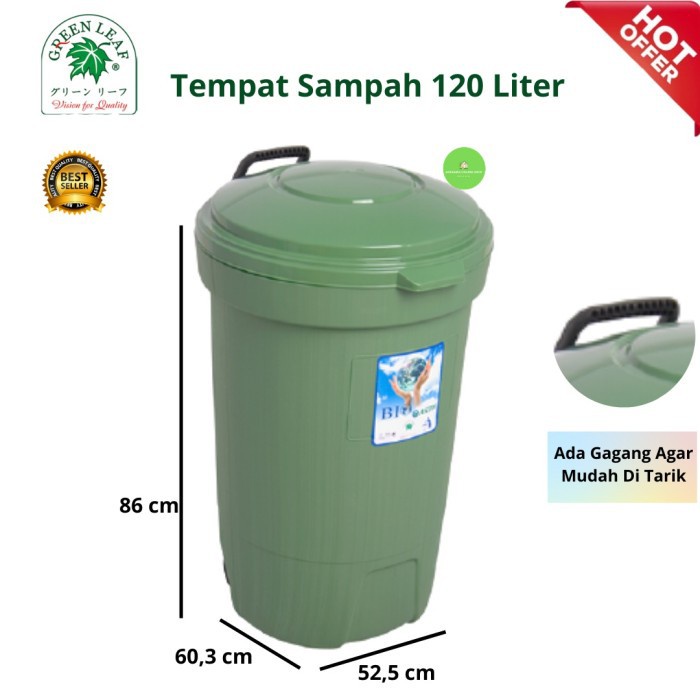 KOTAK SAMPAH BULAT 2120 BIO Dustbin - 120 L / Tempat Sampah TONG SAMPAH GREENLEAF