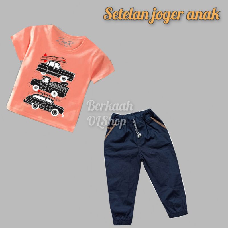 Baju Setelan anak bayi laki 0 6 12 bulan setelan celana joger baju karakter baby boy cowok murah