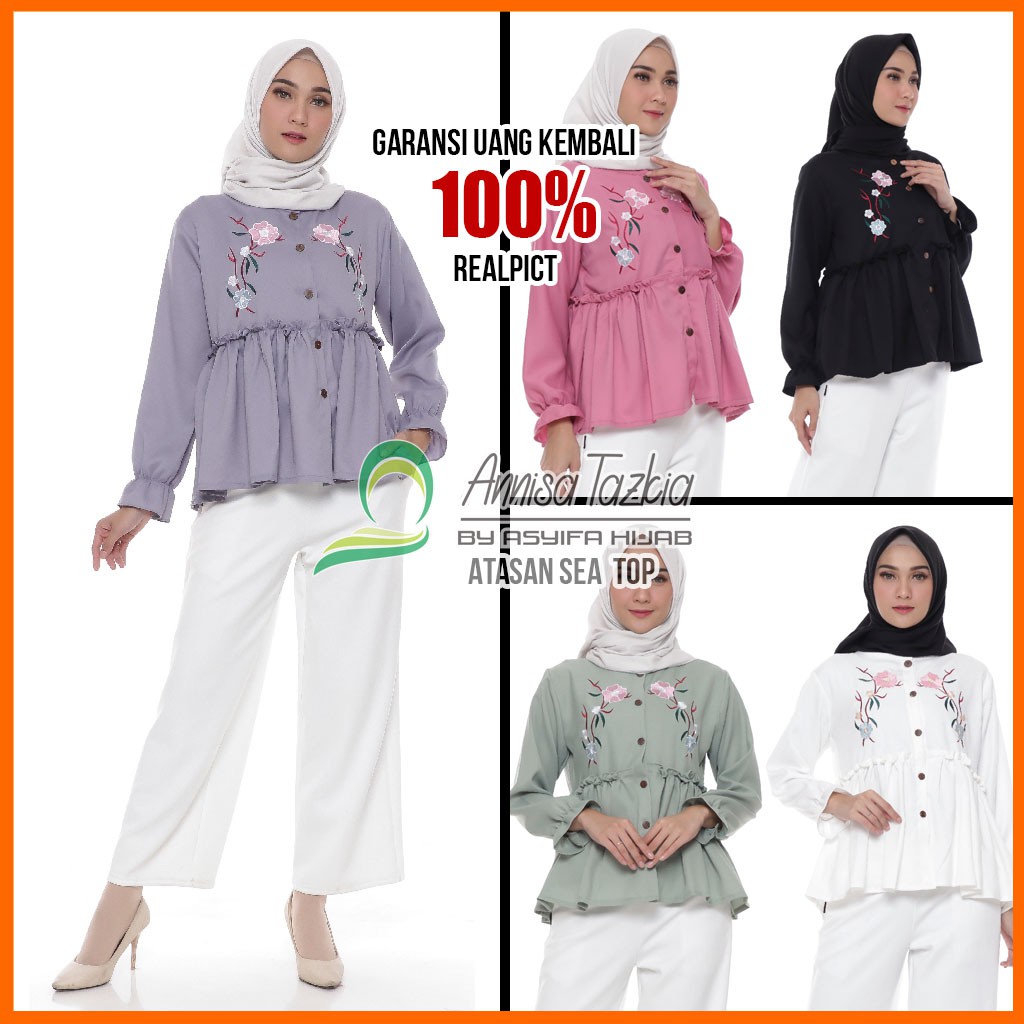 Baju Atasan Tunik Remaja Fashion Muslim Wanita Terbaru Tunik Kekinian | Sea Top | Asyifa Hijab