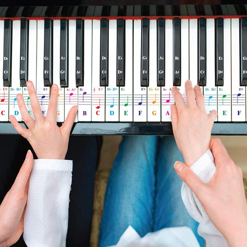 Stiker Tuts Piano Keyboard Elektronik 25 / 49 / 54 / 61 / 88 Kunci Warna Transparan