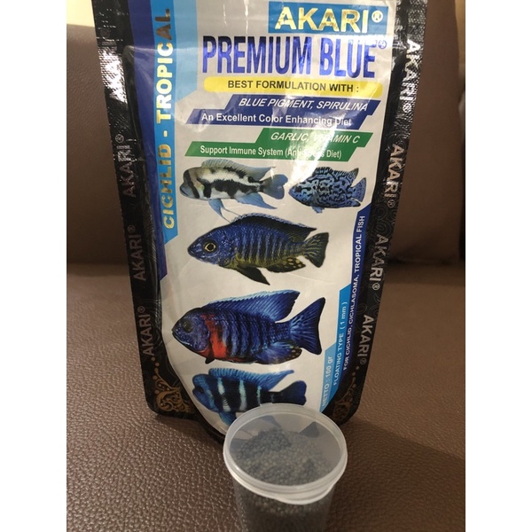 Pakan Ikan Cichlid, Oscar, Parrot Pelet Akari Premium Blue - Yellow - Red 1mm 10GR