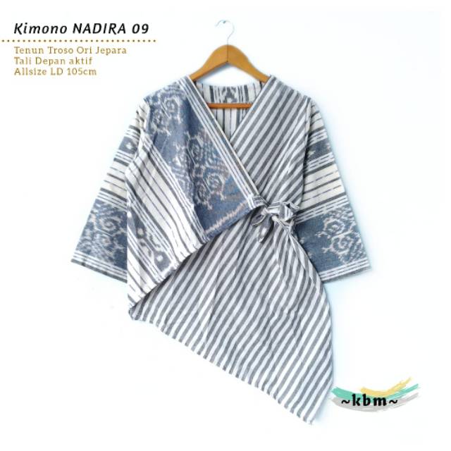 Kimono tenun troso mix lurik dan kimono nadira tenun.