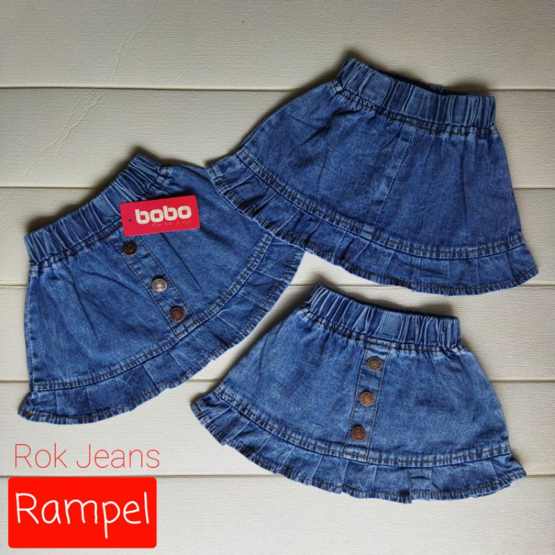 ROK REMPEL ANAK JEANS 1 - 7 TAHUN