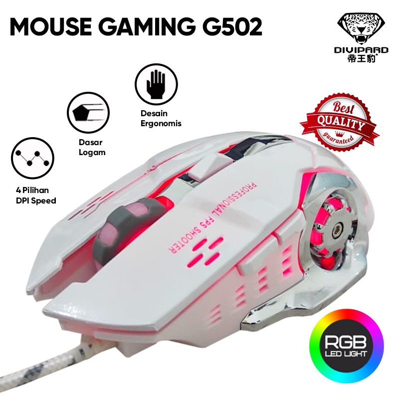 Mouse Gaming Divipard G502 3200 DPI Plus LED - Mouse Gaming Kabel USB