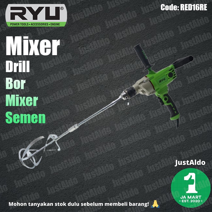 Bor Mixer Listrik Ryu (Electric Drill Mixer 16 MM) RED-16RE Ryu
