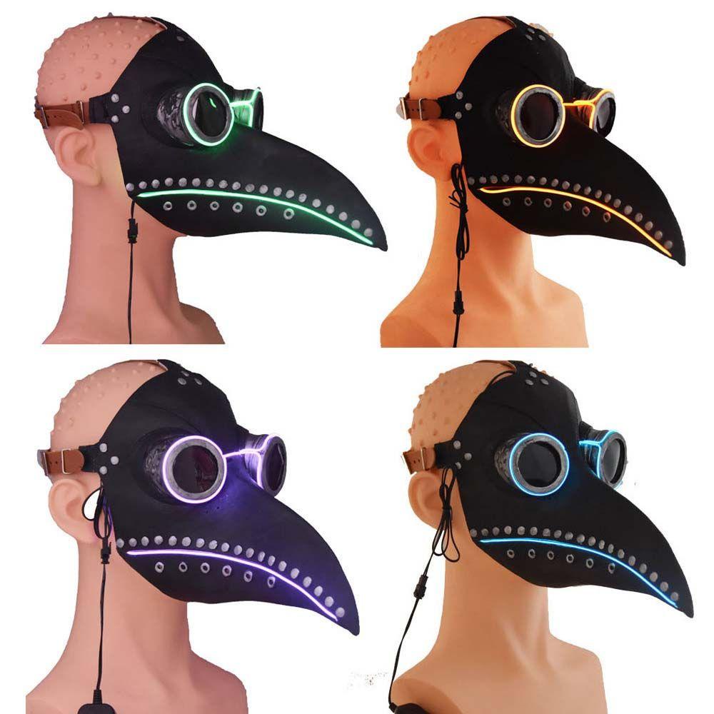 Needway Plague Doctor Mask Carnival Led Flash Masker Halloween Masker Twinkle Masker Lampu Led Hiasan Kepala Masker Anime Masker Glowing Masker Led Light up