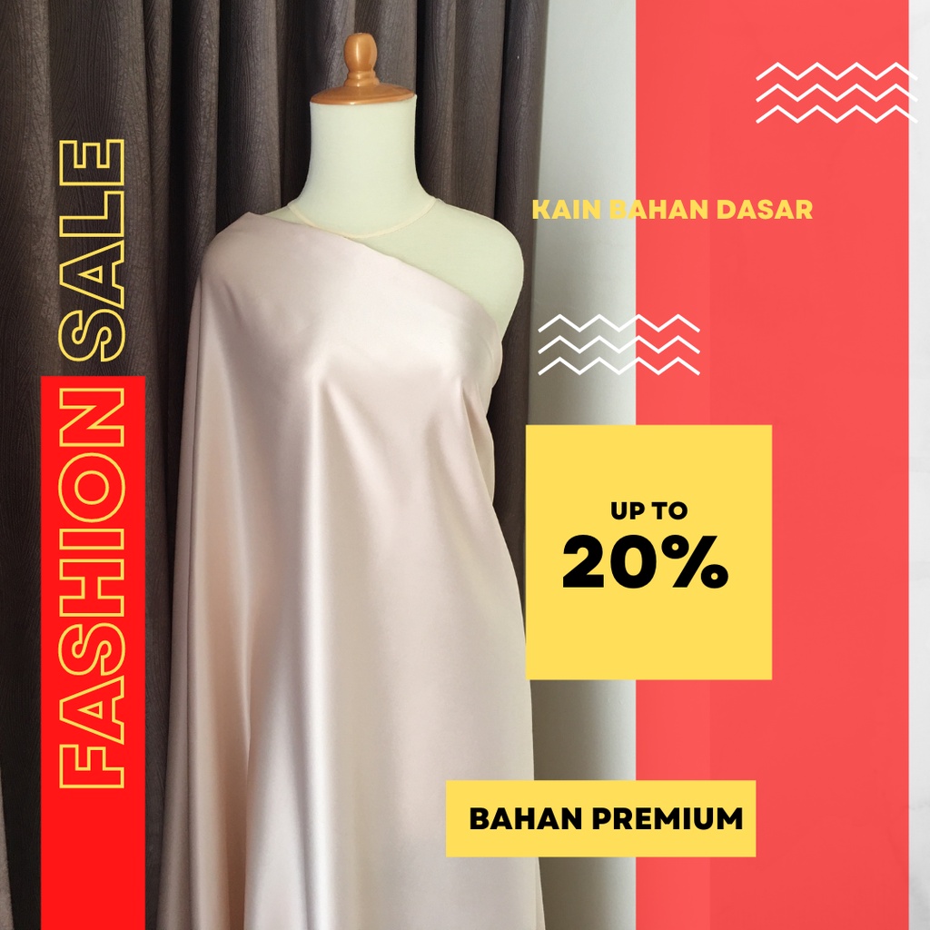 Bahan Kain Satin Velvet Premium Warna Cream Bisa Gamis Backdrop Background Foto