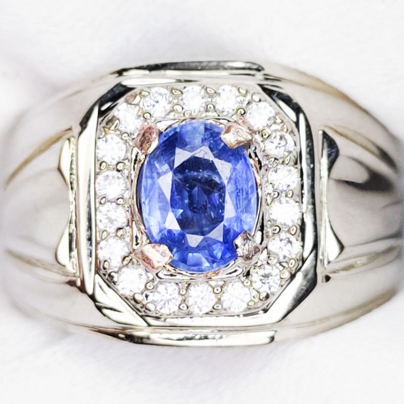 Batu cincin BLUE SAFIR CEYLON SRILANKA ASLI NATURAL PAKAI