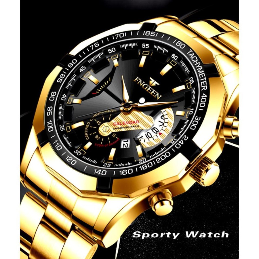 COD Jam Tangan Pria FNGEEN 7059 Luxury Full Steel Sport Quartz Business Waterproof Casual Watch