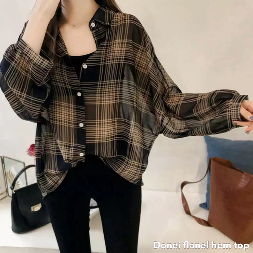 Donei flanel hem top - Thejanclothes