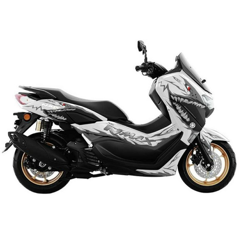 Sticker Decal NMAX 2020 Shark Hiu variasi putih