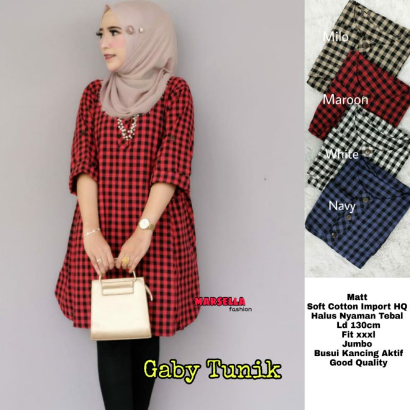 GABY TUNIK Bahan Soft Cotton Import HQ Halus Nyaman Tebal