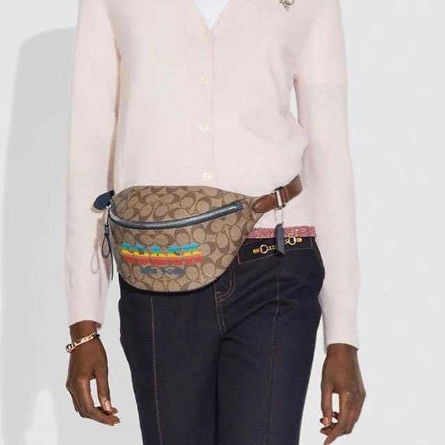 tas coach belt bag in signature rainbow f72710