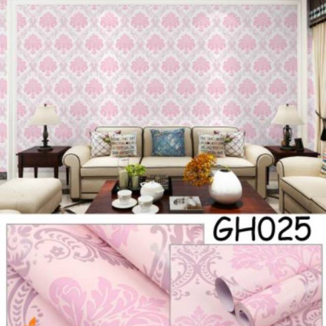 BATIK PINK ELEGAN  soft lilac Wallpaper Sticker stiker dinding  ukuran 45 cm x 8meter kode GH025