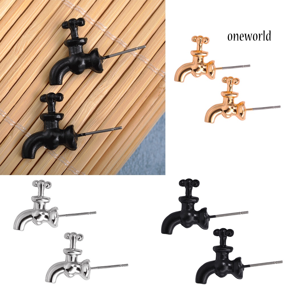 OW@ Fashion Women Water Faucet Tap Shape Ear Studs Earrings Jewelry Accessories