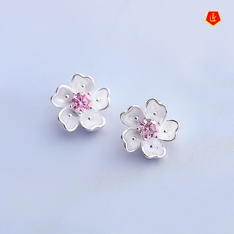 [Ready Stock]Fashion Sweet Cherry Blossom Ear Studs