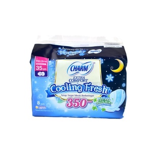 PEMBALUT MALAM PANJANG CHARM COOLING FRESH NIGHT WING  35 CM ISI 8 PADS