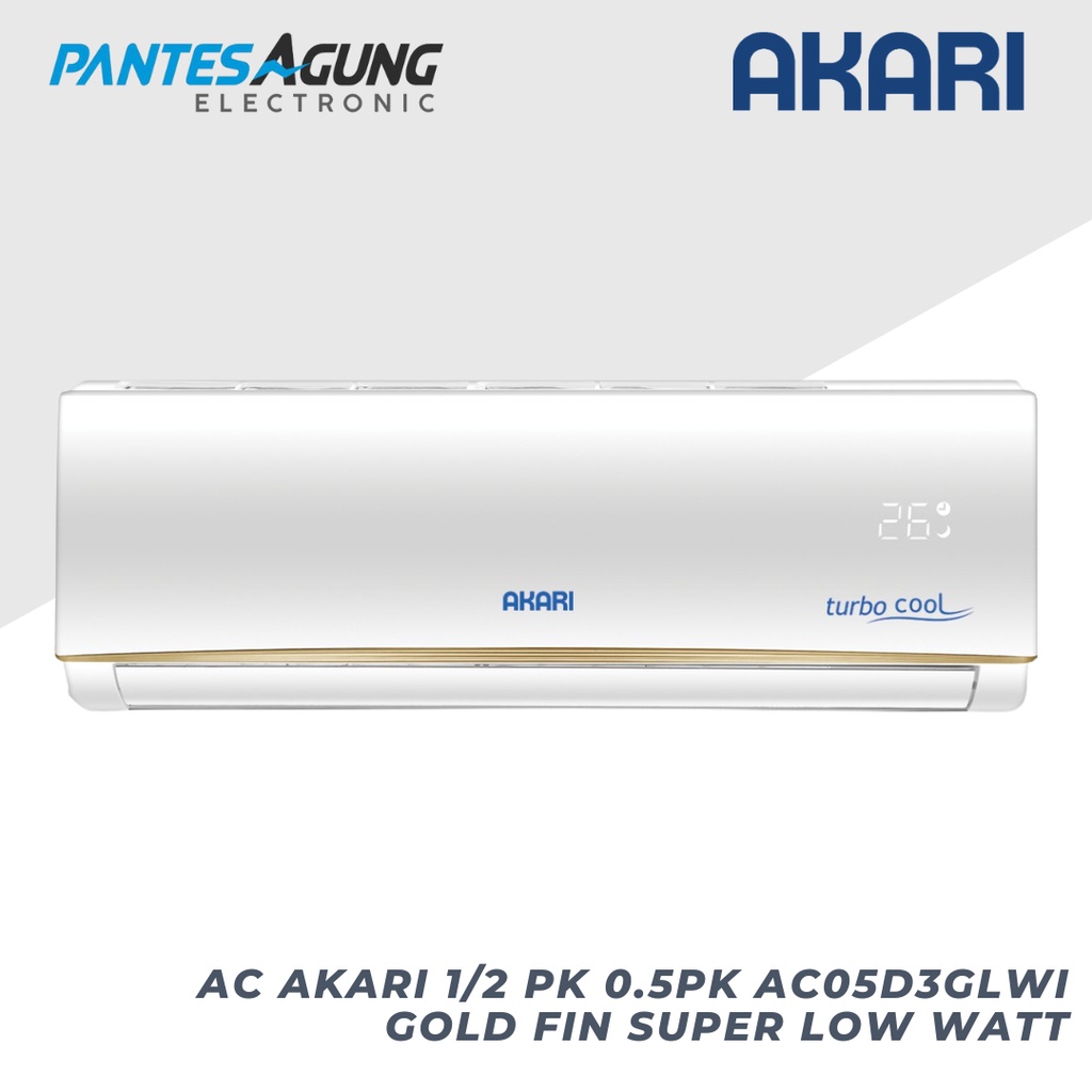 AC AKARI 1/2 PK 0.5PK AC05D3GLWI GOLD FIN SUPER LOW WATT bandung