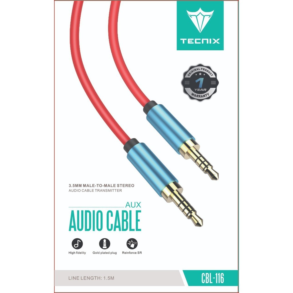 Kabel AUX TECNIX CBL-116 Kabel Audio Aux 3.5mm panjang 1.5M