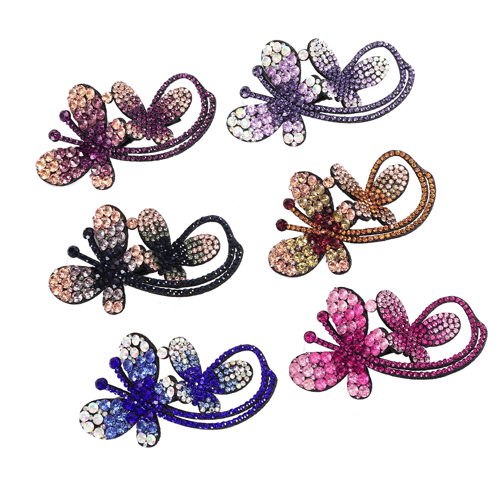 Korean Crystal Diamond Butterfly Hair Clip Fashion Retro Hairpin Women Hair Accessories