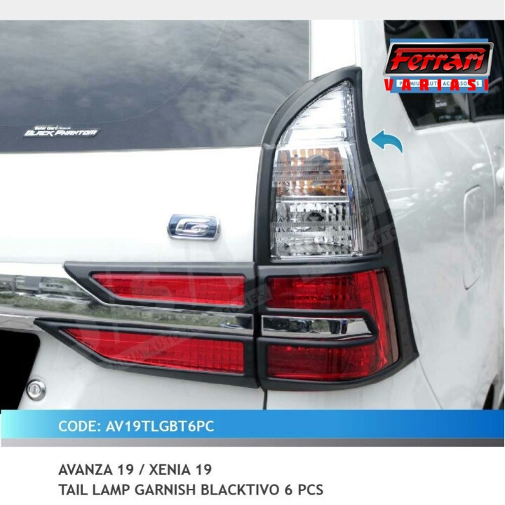 GARNISH LAMPU BELAKANG MOBIL TOYOTA AVANZA 2019 BLACK FERRARI VARIASI